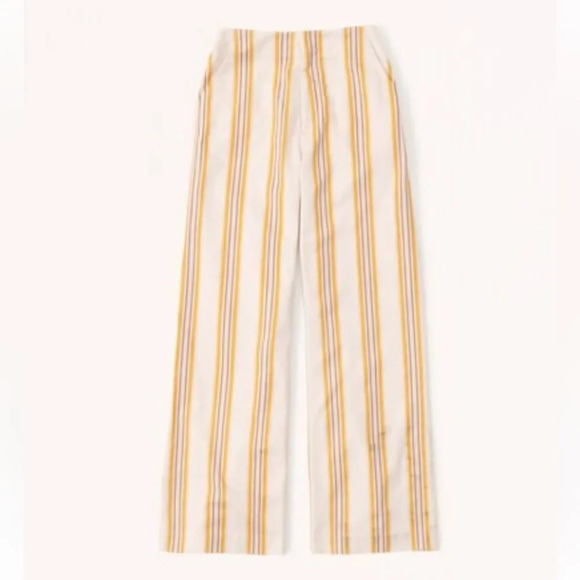 Abercrombie & Fitch Pants - ABERCROMBIE & FITCH Twill Wide Leg Pants in Yellow Stripes